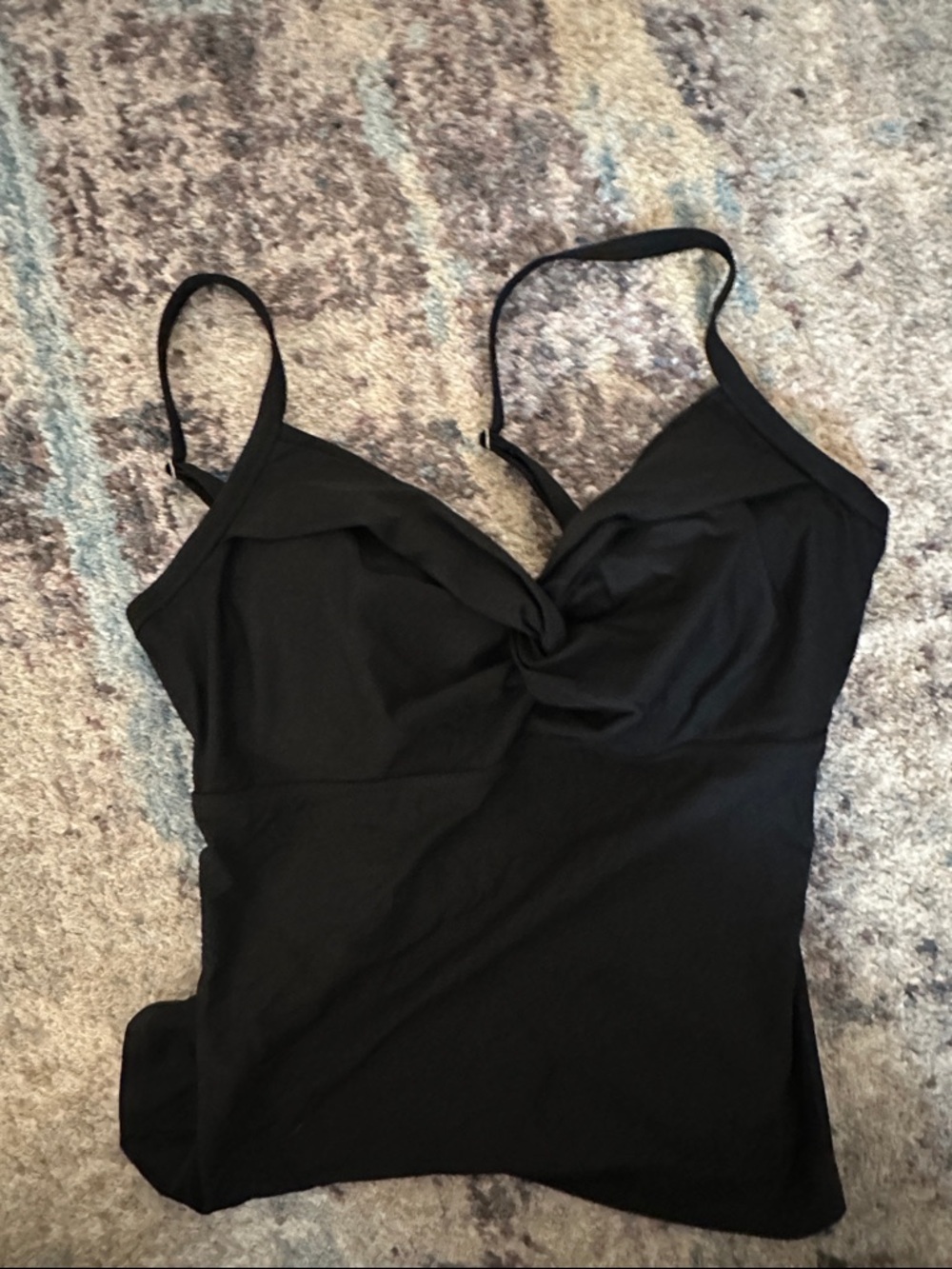 Athleta Black Twist-Front Tankini Top size 38D/DD